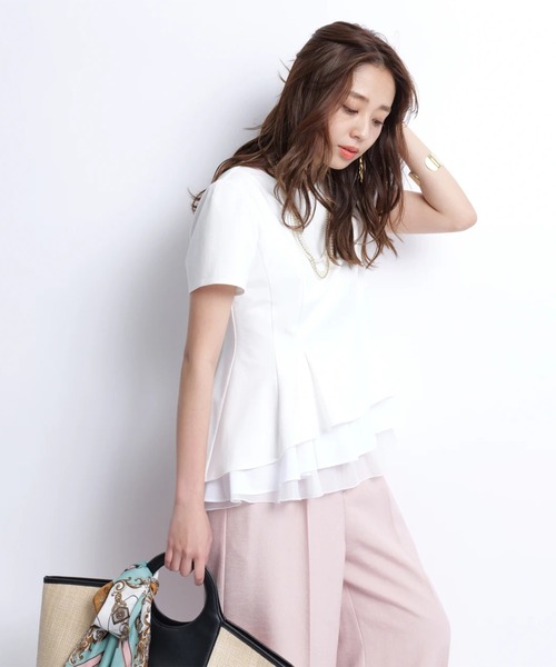 JUSGLITTY レイヤードカットチュニック レイヤードカットチュニック（Tシャツ/カットソー）｜JUSGLITTY