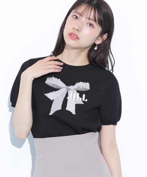 【新古品】【未使用品】JILL STUART ジルスチュアート トップス ニット 半袖 サイズF JILL by STUART ニット セーター 半袖ビジューコンパクト
