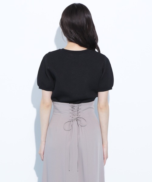 JILL by JILL STUART（ジルバイジルスチュアート）の「◇リボンジャガードビジューニットトップス（ニット/セーター・レディース・ブラック/ホワイト/ラベンダー・FREE）」の8枚目の写真