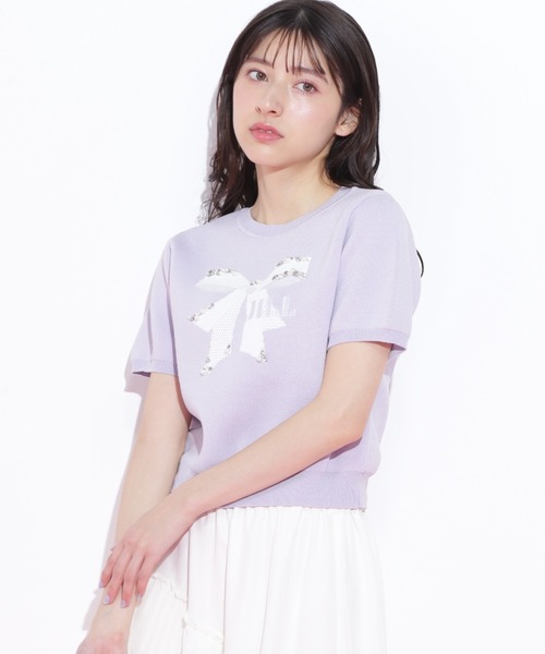 JILL by JILL STUART（ジルバイジルスチュアート）の「◇リボンジャガードビジューニットトップス（ニット/セーター・レディース・ブラック/ホワイト/ラベンダー・FREE）」の15枚目の写真