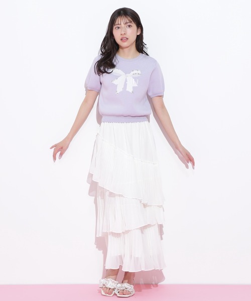 JILL by JILL STUART（ジルバイジルスチュアート）の「◇リボンジャガードビジューニットトップス（ニット/セーター・レディース・ブラック/ホワイト/ラベンダー・FREE）」の19枚目の写真