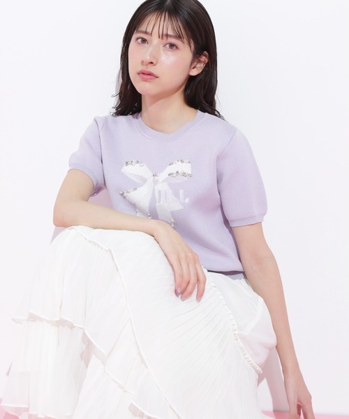 JILL by JILL STUART リボンジャガードビジューニット JILL by JILL STUART｜◇<リボンシリーズ>リボンジャガード