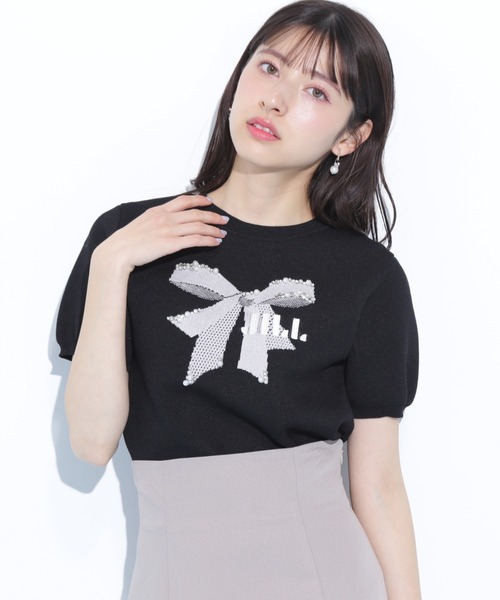 JILL by JILL STUART リボンジャガードビジューニット JILL by JILL STUART｜◇<リボンシリーズ>リボンジャガード