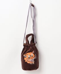 ロラライハリス♡テラコッタローズベロア♡刺繍の巾着ショルダーバッグ♡ ロラライハリス♡テラコッタローズベロア♡刺繍の巾着ショルダー