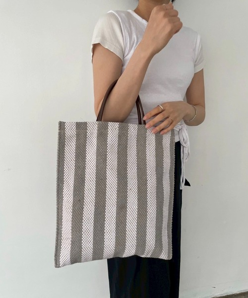 Jute stripe tote bag / ジュートストライプトートバッグ
