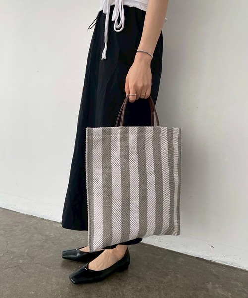 Jute stripe tote bag / ジュートストライプトートバッグ