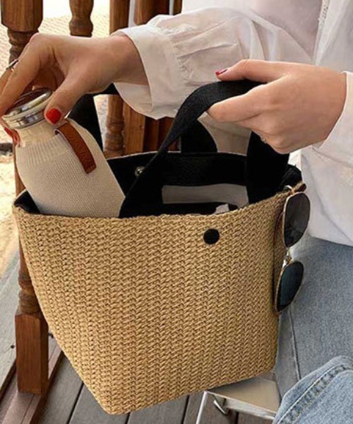 Per sist ence(パーシエンス)の「ミニかごトートバッグ(トートバッグ・レディース・ブラック/ホワイト・ONE SIZE)」の13枚目の写真