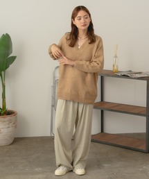 ▲Loose silhouette V-neck knit / オーバーサイズニット Vネック