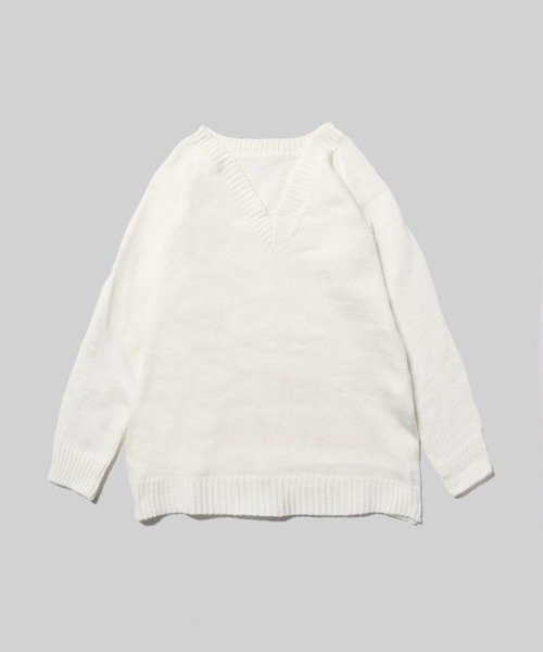 BLANK (ブランク)の「▲Loose silhouette V-neck knit / オーバーサイズニット Vネック(ニット/セーター・レディース・ベージュ/グレー/ホワイト・M)」の14枚目の写真