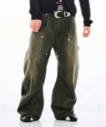 DUCK DOUBLE KNEE CURVED LEG PANTS