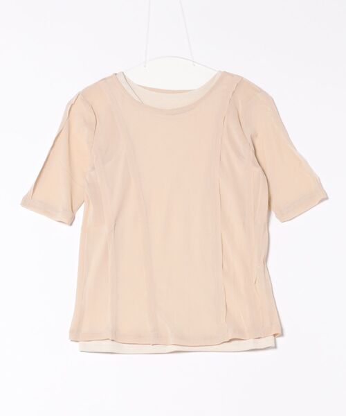 DISCOAT（ディスコート）の「WEB限定切替チュールアメスリタンクセット（Tシャツ/カットソー・レディース・オフホワイト/ベージュ/ブラック・FREE）」の3枚目の写真