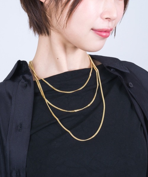 Tom Wood(トムウッド)チェーンネックレス ゴールド ユニセックス TOMWOOD トムウッド Curb Chain M Gold-24.5 ゴールド カーブ