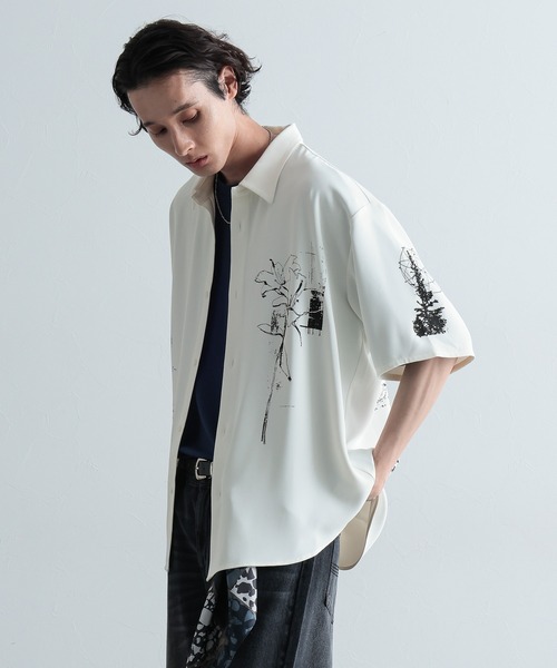 HARE（ハレ）の「ドローイングアートシャツ(HARE)（シャツ/ブラウス・メンズ・ホワイト/ブラック/グレー・SMALL/MEDIUM）」の19枚目の写真