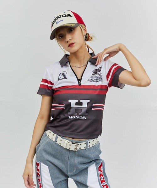 HONDA x atmos pink Racing Polo Shirt / ホンダ アトモス ピンク レーシング ポロ シャツ 「SP」 レディース HONDA x atmos pink Racing Polo Shirt / ホンダ アトモス
