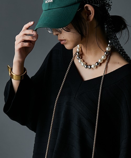 GEVS.(ジェイヴィス)の「Vネックニット<大きいサイズ有>GEVS.(ニット/セーター・レディース・ブルーグレー/ブラック・M/L/LL/3L/4L/5L)」の22枚目の写真