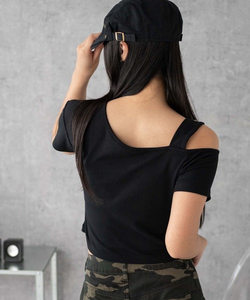WEGO（ウィゴー）の「WEGO/ベルトワンショルグラフィックちびT（Tシャツ/カットソー・レディース・ブラック/ホワイト・FREE）」の21枚目の写真