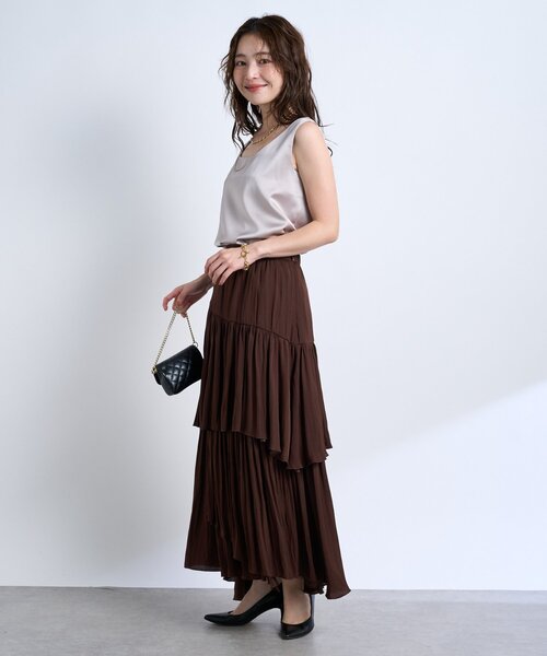 La boutique BonBon(ラブティックボンボン)の「【新色追加!miki監修・3サイズあり】イレヘムティアードスカート(スカート・レディース・ネイビー/ピンク/ホワイト/ブラウン/サックスブルー/ライトグレー・38/36/34)」の12枚目の写真