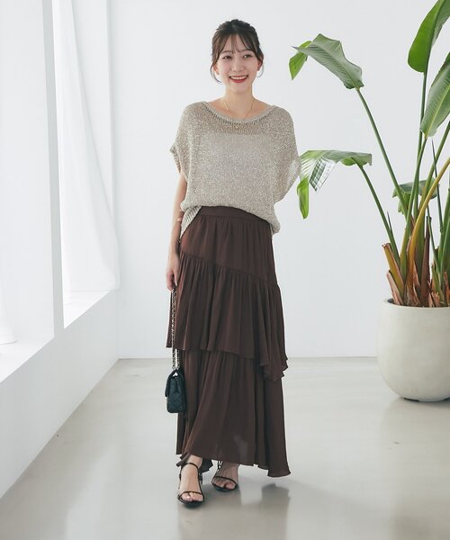 La boutique BonBon(ラブティックボンボン)の「【新色追加!miki監修・3サイズあり】イレヘムティアードスカート(スカート・レディース・ネイビー/ピンク/ホワイト/ブラウン/サックスブルー/ライトグレー・38/36/34)」の15枚目の写真