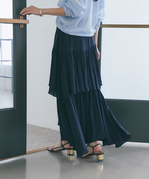 La boutique BonBon（ラブティックボンボン）の「【miki監修・3サイズあり】イレヘムティアードスカート（スカート・レディース・ネイビー/ピンク/ホワイト/ブラウン/サックスブルー/ライトグレー・38/36/34）」の19枚目の写真