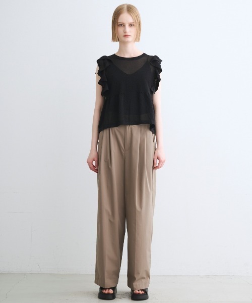 three dots(スリードッツ)の「シマ―セーター ラッフルトップス(Tシャツ/カットソー・レディース・ブラック・SMALL)」の8枚目の写真