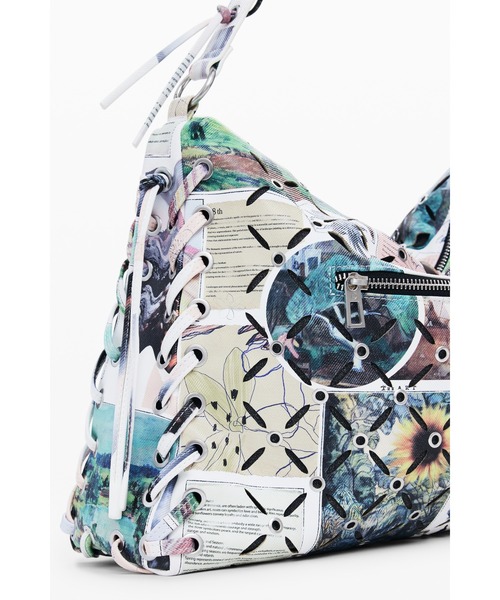 Desigual（デシグアル）の「コラージュプリント　パンチングショルダーバッグ　ブラック（ボディバッグ/ウエストポーチ・レディース・マルチ・FREE）」の4枚目の写真