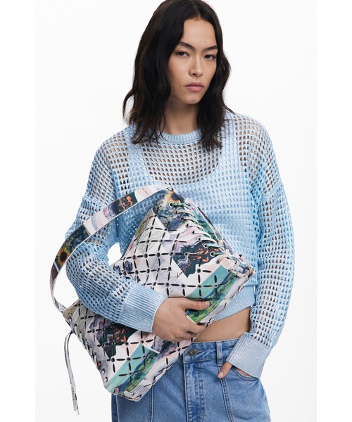Desigual（デシグアル）の「コラージュプリント　パンチングショルダーバッグ　ブラック（ボディバッグ/ウエストポーチ・レディース・マルチ・FREE）」の5枚目の写真