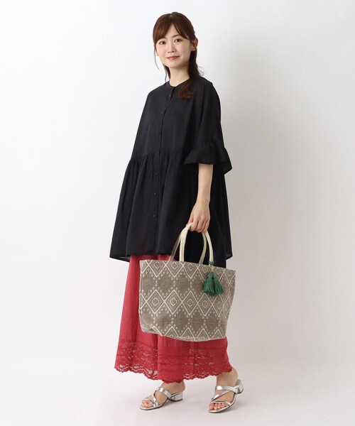 one'sterrace（ワンズテラス）の「エスニカンバッグ L（トートバッグ・レディース・ピンク系9/ベージュ系その他7・99）」の14枚目の写真