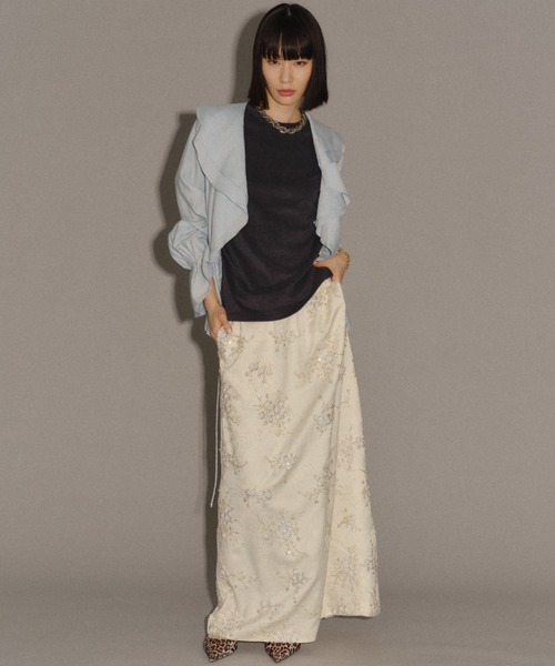 yae（ヤエ）の「Flower embroidery skirt / フラワーエンブロイダリー