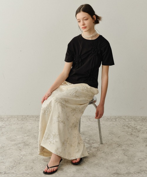 yae フラワーエンブロイダリースカート スカート Flower embroidery skirt / フラワーエンブロイダリー