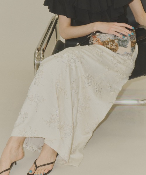 yae（ヤエ）の「Flower embroidery skirt / フラワーエンブロイダリー