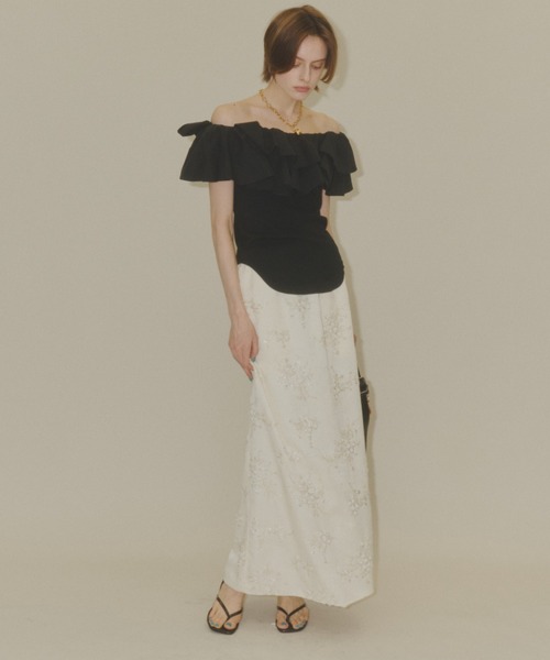 yae（ヤエ）の「Flower embroidery skirt / フラワーエンブロイダリー