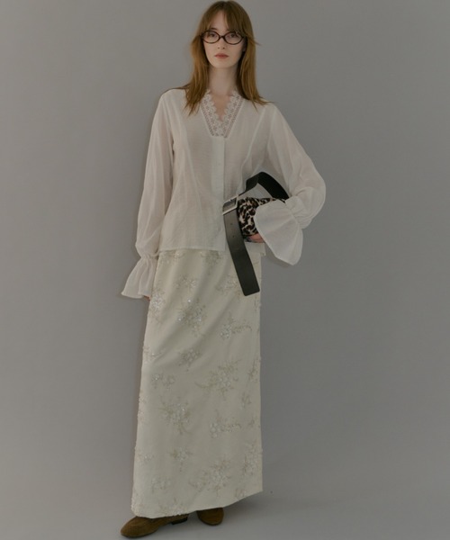 セール】Flower embroidery skirt / フラワーエンブロイダリースカート