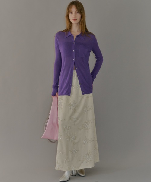 yae（ヤエ）の「Flower embroidery skirt / フラワーエンブロイダリースカート（スカート・レディース・ブラック/ホワイト・38/36）」の7枚目の写真