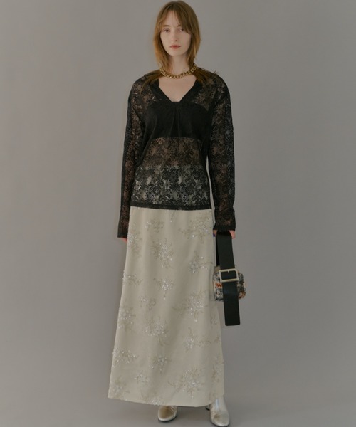 Flower embroidery skirt / フラワーエンブロイダリースカート
