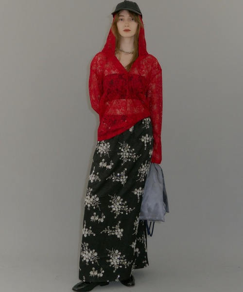 yae（ヤエ）の「Flower embroidery skirt / フラワーエンブロイダリースカート（スカート・レディース・ブラック/ホワイト・38/36）」の20枚目の写真