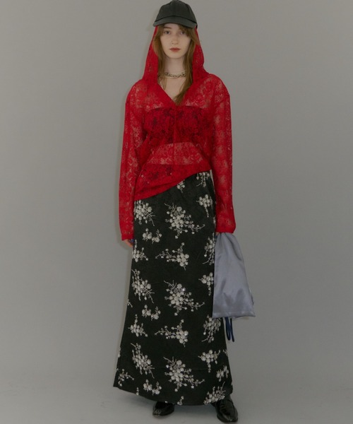 yae（ヤエ）の「Flower embroidery skirt / フラワーエンブロイダリースカート（スカート・レディース・ブラック/ホワイト・38/36）」の21枚目の写真