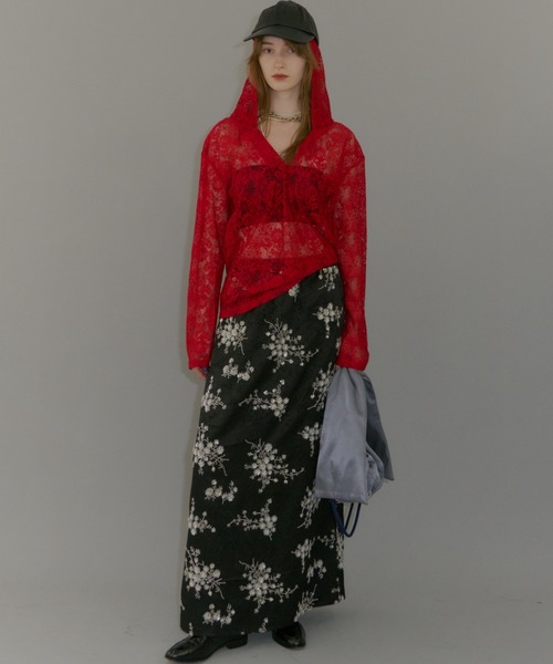 yae（ヤエ）の「Flower embroidery skirt / フラワーエンブロイダリースカート（スカート・レディース・ブラック/ホワイト・38/36）」の9枚目の写真