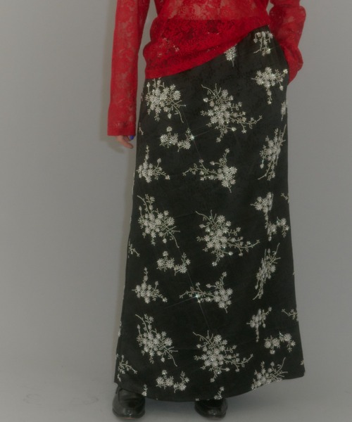 yae（ヤエ）の「Flower embroidery skirt / フラワーエンブロイダリースカート（スカート・レディース・ブラック/ホワイト・38/36）」の22枚目の写真