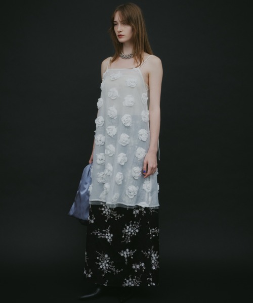 yae（ヤエ）の「Flower embroidery skirt / フラワーエンブロイダリースカート（スカート・レディース・ブラック/ホワイト・38/36）」の12枚目の写真