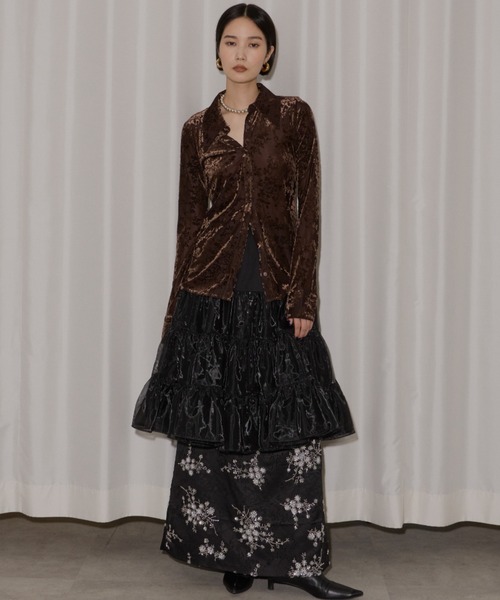 yae（ヤエ）の「Flower embroidery skirt / フラワーエンブロイダリースカート（スカート・レディース・ブラック/ホワイト・38/36）」の8枚目の写真