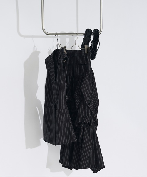 Ezick（エジック）の「Pinstripe ベルトツキジレベスト/setup対応（ベスト・レディース・オフホワイト/ブラック系その他/グレー・FREE）」の7枚目の写真