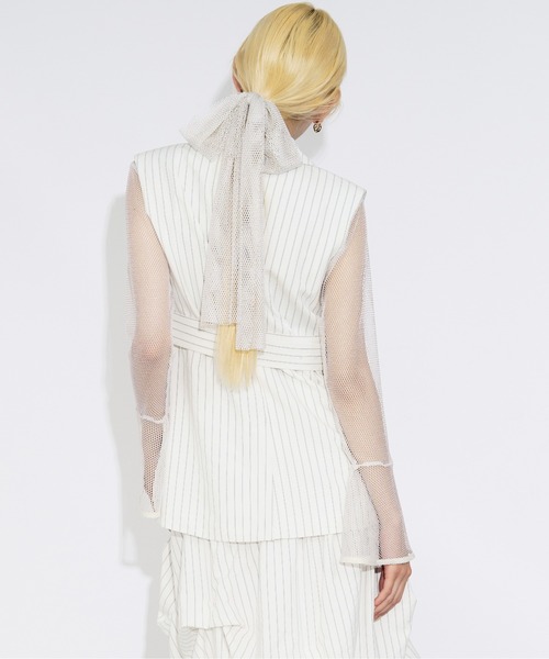 Ezick（エジック）の「Pinstripe ベルトツキジレベスト/setup対応（ベスト・レディース・オフホワイト/ブラック系その他/グレー・FREE）」の17枚目の写真