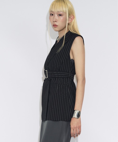 Pinstripe ベルトツキジレベスト/setup対応（ベスト）｜Ezick