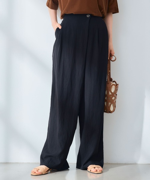 CROSS FUNCTION（クロスファンクション）の「《UV/撥水》エブ楽 ラップワイドパンツ【CROSS FUNCTION/クロスファンクション】（その他パンツ・レディース・ベージュ/ブラック・LL/M/L）」の12枚目の写真