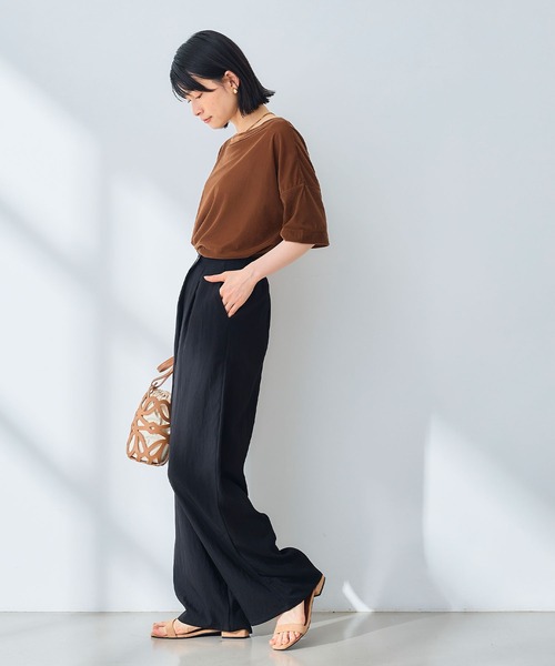 CROSS FUNCTION（クロスファンクション）の「《UV/撥水》エブ楽 ラップワイドパンツ【CROSS FUNCTION/クロスファンクション】（その他パンツ・レディース・ベージュ/ブラック・LL/M/L）」の6枚目の写真