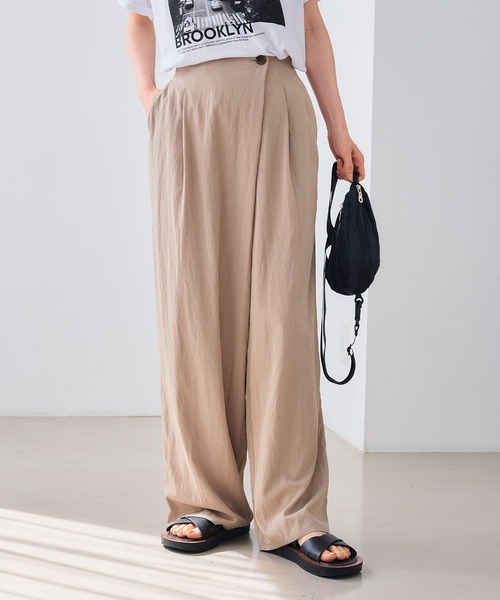 CROSS FUNCTION（クロスファンクション）の「《UV/撥水》エブ楽 ラップワイドパンツ【CROSS FUNCTION/クロスファンクション】（その他パンツ・レディース・ベージュ/ブラック・LL/M/L）」の18枚目の写真