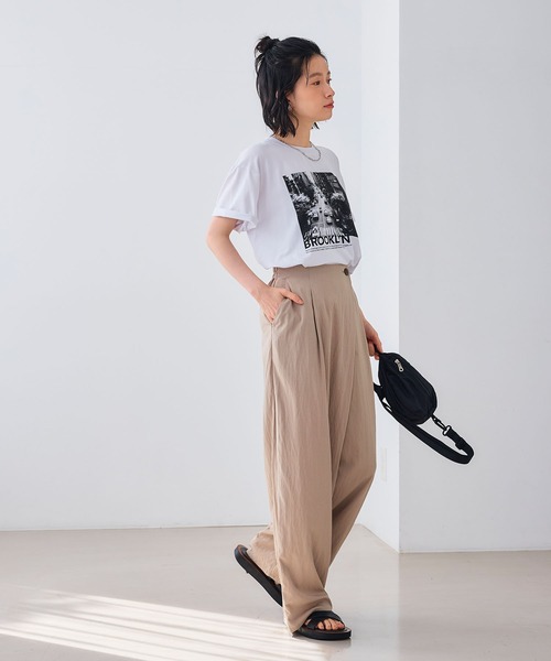 CROSS FUNCTION（クロスファンクション）の「《UV/撥水》エブ楽 ラップワイドパンツ【CROSS FUNCTION/クロスファンクション】（その他パンツ・レディース・ベージュ/ブラック・LL/M/L）」の15枚目の写真