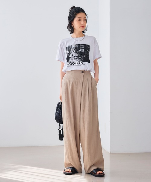 CROSS FUNCTION（クロスファンクション）の「《UV/撥水》エブ楽 ラップワイドパンツ【CROSS FUNCTION/クロスファンクション】（その他パンツ・レディース・ベージュ/ブラック・LL/M/L）」の14枚目の写真