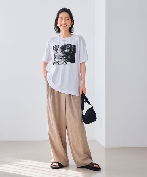 CROSS FUNCTION（クロスファンクション）の「《UV/撥水》エブ楽 ラップワイドパンツ【CROSS FUNCTION/クロスファンクション】（その他パンツ・レディース・ベージュ/ブラック・LL/M/L）」の22枚目の写真