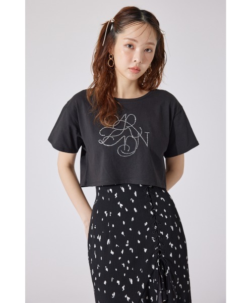 rienda（リエンダ）の「【AKB48 千葉恵里さん着用】ラインストーンロゴTシャツ 夏服 半袖（Tシャツ/カットソー・レディース・ホワイト/ブラック/ライトピンク・FREE）」の12枚目の写真